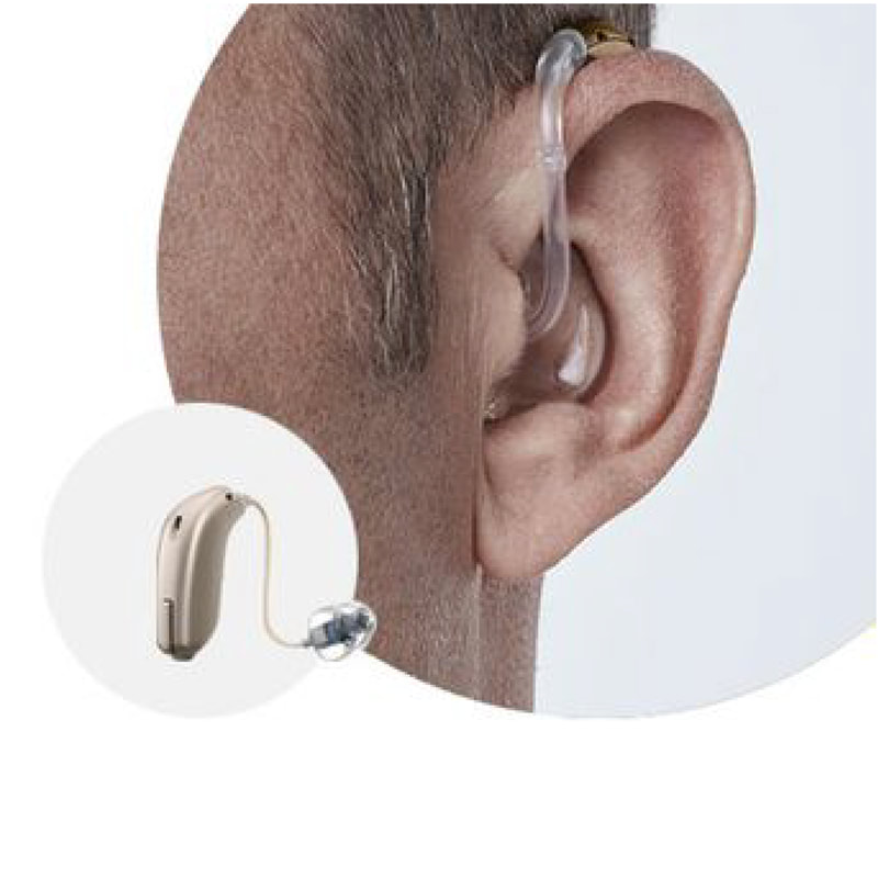 hearing aid inside mans ear showing its discreet design